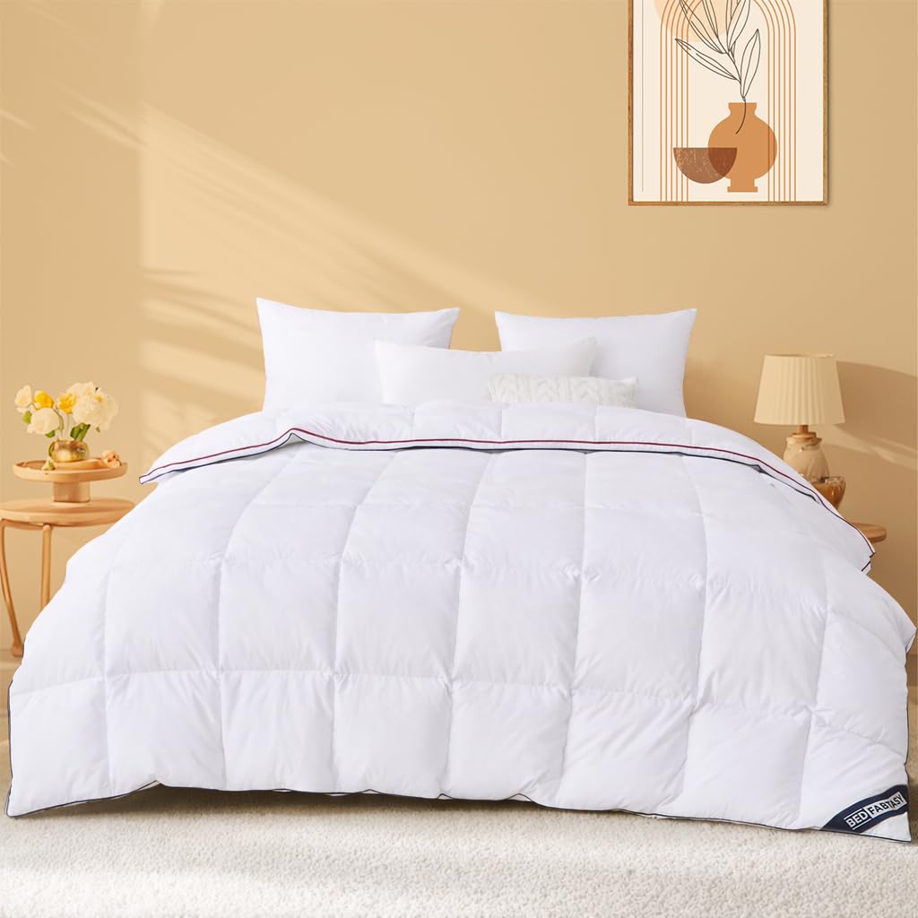 BedFabtasy Luxury Gusseted Feathers Down Duvet Single Size 7.5 Tog, 100% Organic Cotton Cover, 600TC, Breathable & Soft & Down Proof, Hotel Quality Single Quilt For Spring & Autumn, Machine Washable — image 1