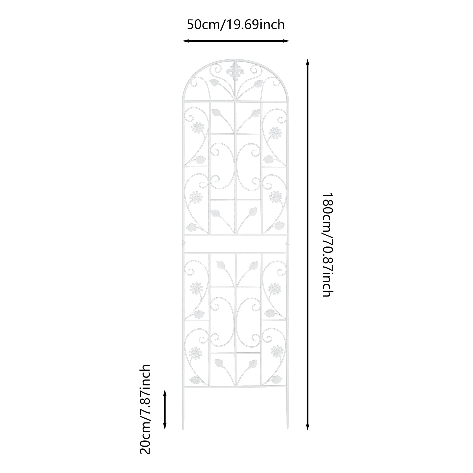 Lot de 2 treillis pour plantes grimpantes - En fer - Pour plantes grimpantes - Décoration extérieure - 180 x 50 cm