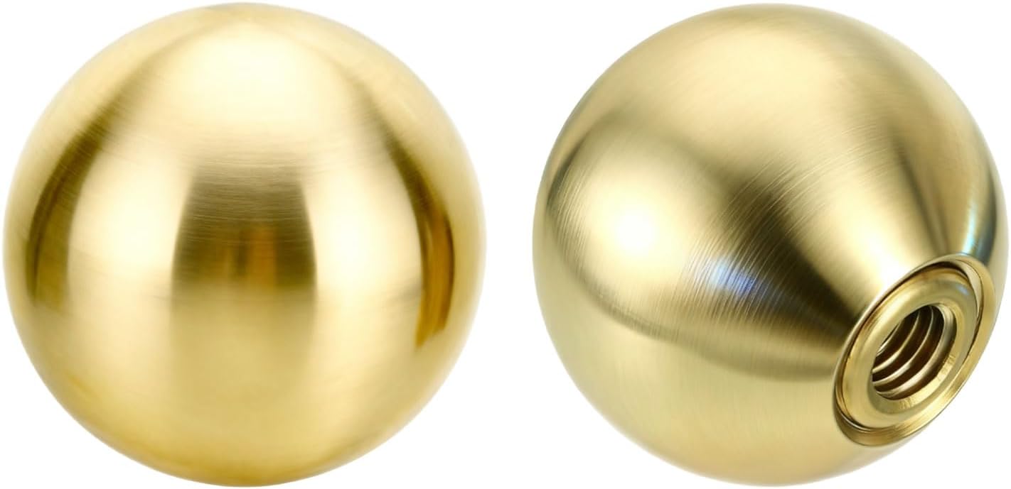 20mm Brass Ball Finials for Lamps, 2PCS Lamp Shade Screw Cap Compatible with Thread 1/8" and 1/4-27 Screw Cap Knobs, Ball Solid Metal Lamp Finial for Shades Decorative Holder Furniture Lighting