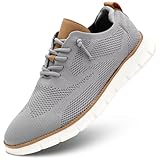 Mens Business Oxford Shoes Mesh Casual Sneakers Lightweight Breathable Work Office Dress Shoes Comfortable Walking Trainers for Men Grey