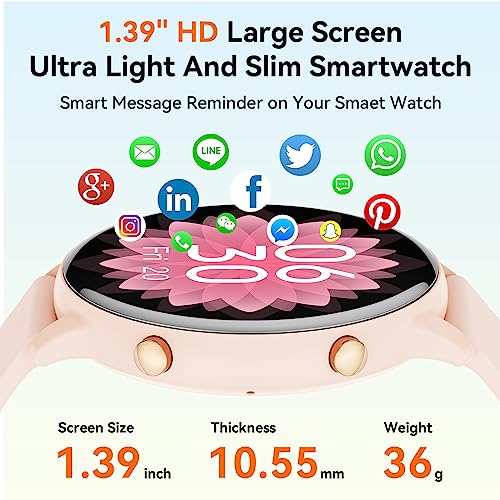 Hwagol Smartwatch voor heren en dames, 1,39 inch smartwatch met stappenteller, slaapmonitor, met 140+ sporten, voor Android iOS - Afbeelding 3