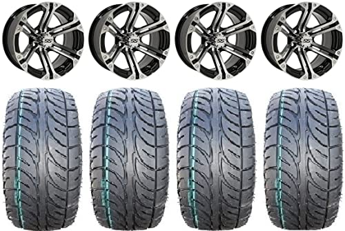 Bundle - 9 Items: Gtw Specter 14" Golf Cart Wheels Mh 205X30 Fusion St Tires [For E-Z-Go & Club Cargolf Carts] #TOP11