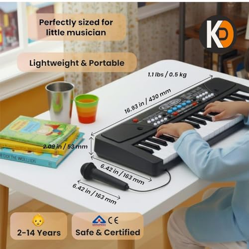 Image of K D Piano Keyboard for Kids with Mic | Music Keyboard Piano, 37 Keys, 8 Rhythms, 8 Tones, 6 Demos, Song Record & Play, Musical Toys, Birthday Gift for Kids - Boys & Girls
