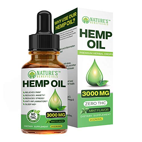 Organic Hemp Oil Extract Drops 3000mg - Ultra Premium Pain Relief Anti-Inflammatory, Stress