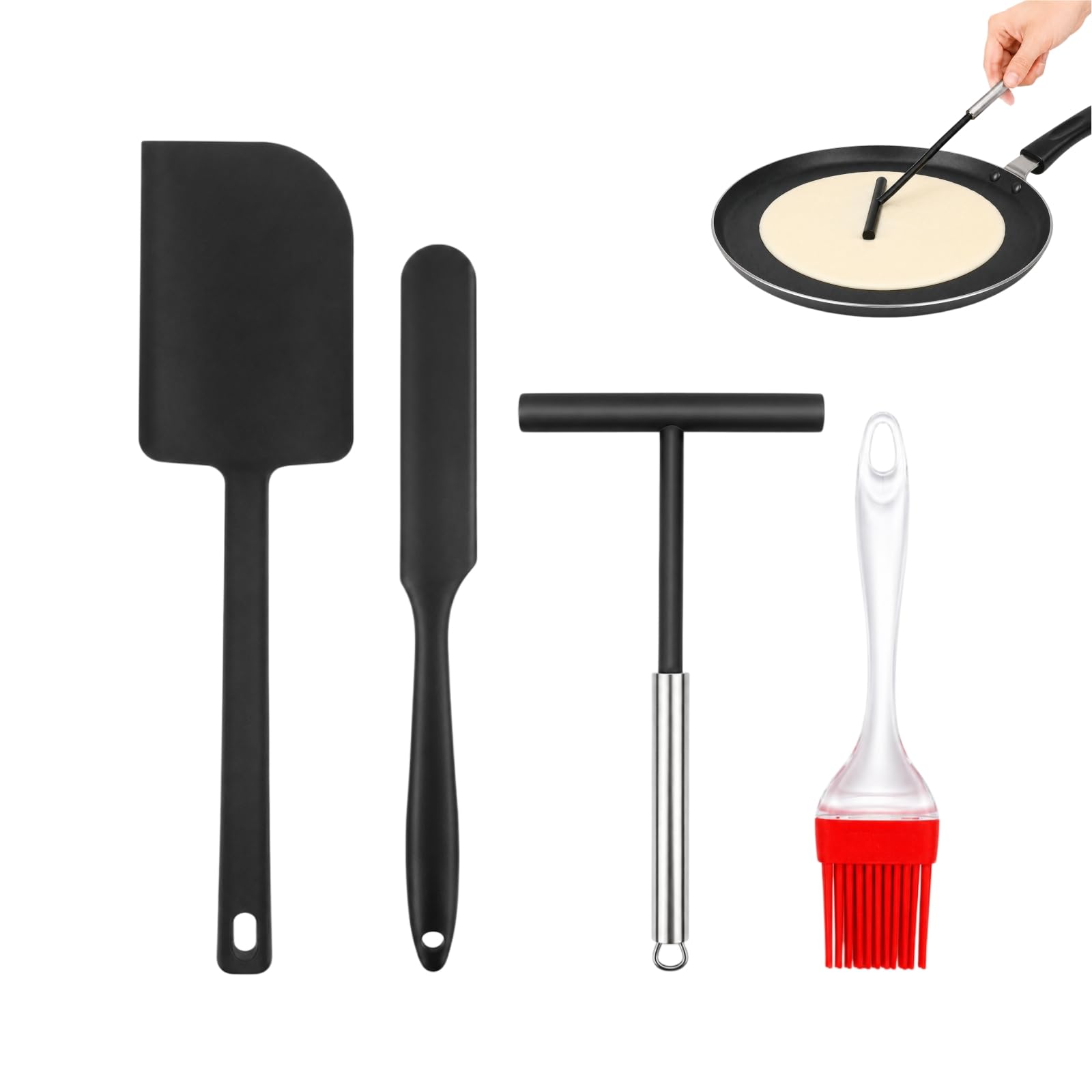 4PCS Crepe Spreader and Spatula Kit, Non-Stick Kitchen Utensils Spatula Set