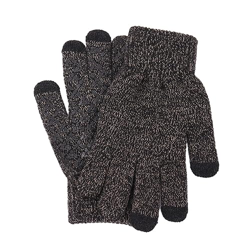 1 Pair Touch Screen Winter Gloves for Men, Warm Knitted Gloves Men's Thickened Non-Slip Outdoor Touchscreen Gloves