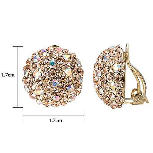 Yoursfs Gold Clip On Earrings Round Austrian Crystals 18K Rose Gold Plated Earring Jewelry Women #TOP1