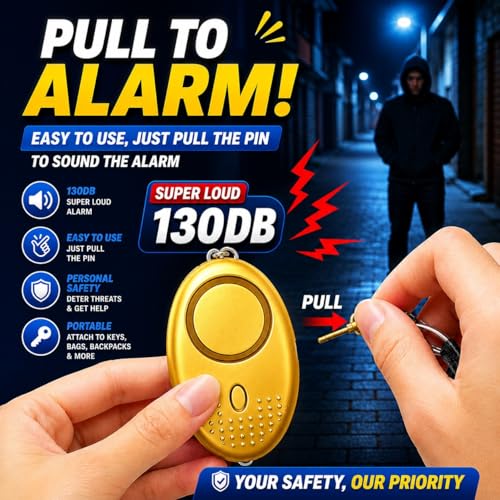 Image of Kaidaa Personal Safety Alarm Keychain for Women & Girls | 120DB Loud Emergency Alarm | Self Defense Security Device for Travel, Kids & Elderly | Portable Keychain Safety Alarm (Golden)