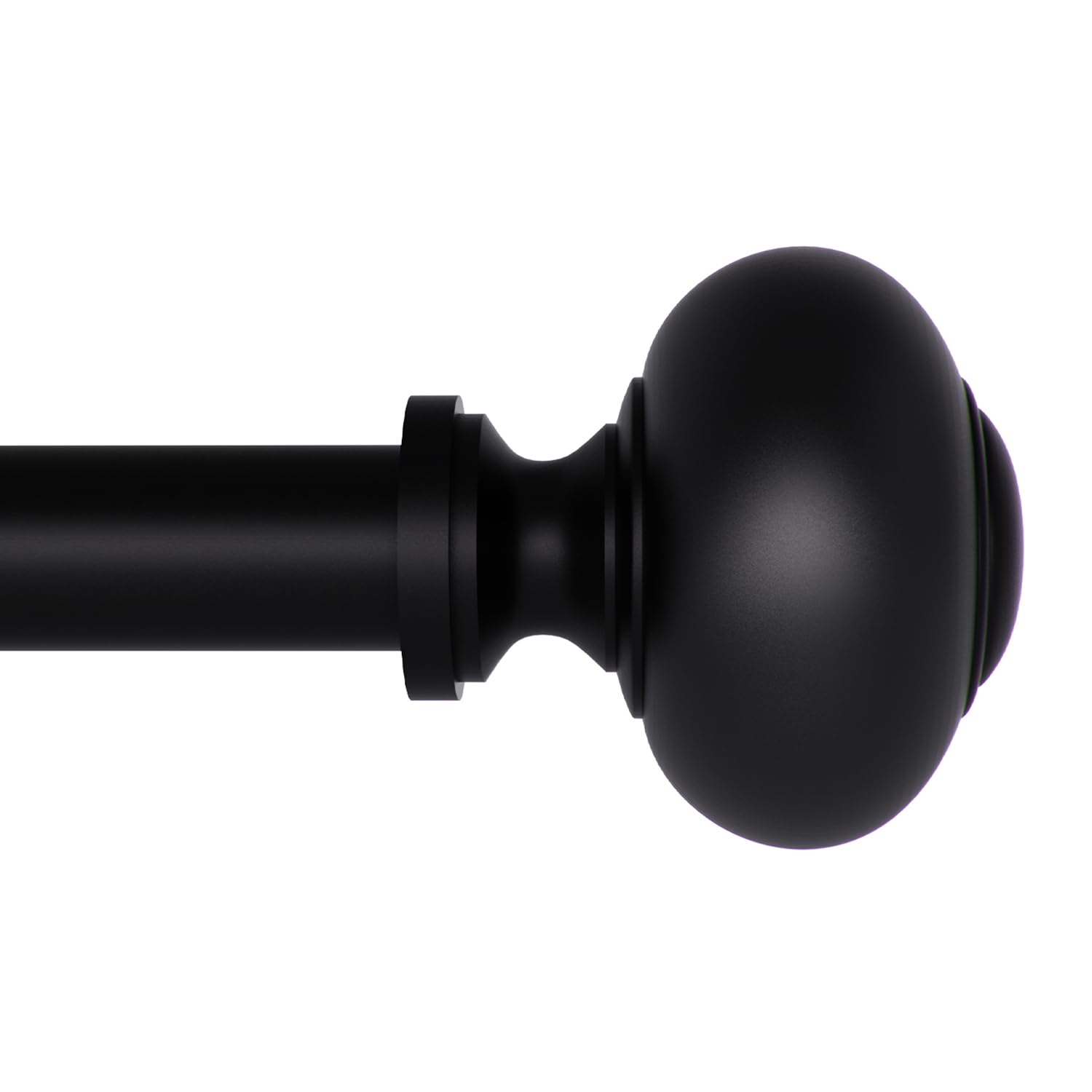 Curtain Rod 72"-144" for windows 1 Pack with Round Finials, 1" Diameter Rod Decorative Round Finials Adjustable Telescoping Black Drapery Rod of Window Treatment