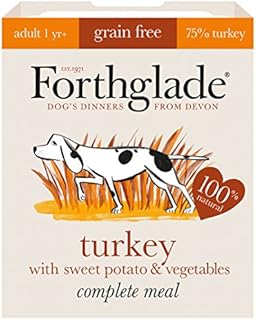Forthglade 100% Natural Complete Meal Grain Free Adult Dog Pet Food Turkey, Sweet Potato & Vegetables 395g (7 Pack)