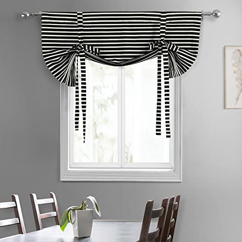 Hpd Half Price Drapes Hand Weaved Cotton Room Darkening Tie Up Curtains For Windows Roll Up Balloon Curtain For Living Room, Kitchen 46 X 63 (1 Panel), Cc-Tuma6-63, Chic Silver And Black #TOP3