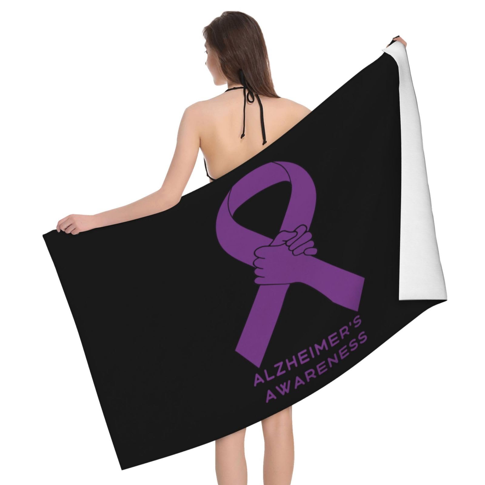 HLBSDM Microfiber Alzheimer'S Awareness Beach Towel Quick Dry Soft Sand Free Beach Towels for Pool Swim Beach Lightweight Thin Towels