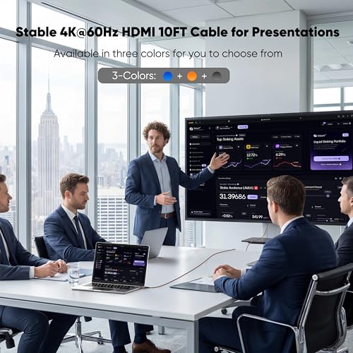 Image of 4K HDMI 2.0 Cable, 10FT, 3-Pack, 18Gbps, Tri-Color | Long Reach for Home Theater Use, Braided Nylon, 4K@60Hz, 2K@240Hz. ARC, HDR10, Dolby, HDCP2.2, For TV, Projector, PC