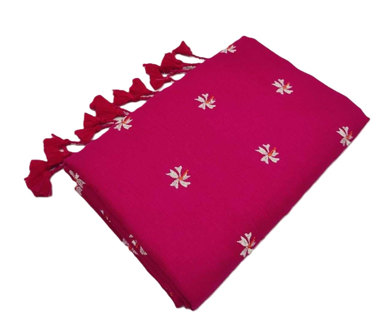 Premium embroidered Cotton Saree with Tassel Detailing-image-11