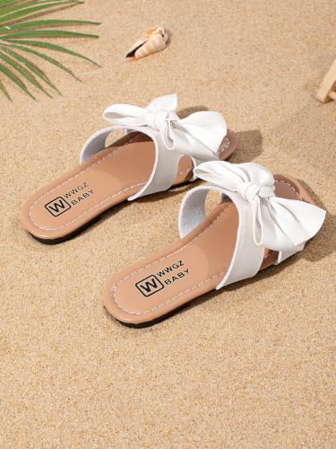 Image of GORGLITTER Girl's Bow Sandals Round Open Toe Slip on Beach Summer Shoes