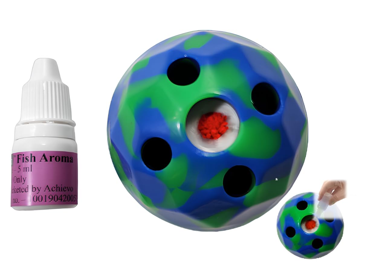 Achievo 100% Vegetarian Aromatic Pet Toy with Refillable Fish Aroma in Green and Blue Color for Small and Medium Breeds Dogs and Cats (B0CST71P6M) Amazon Price History, Amazon Price Tracker