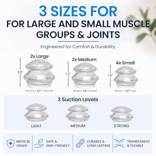 Image of Lure Essentials Edge Silicone Cupping Set, Cupping Kit for Massage Therapy, Long Lasting Cups for Professional & Home Use, Body Sculpt Cup for Cellulite, Ultra Transparent Clear (8 Count)