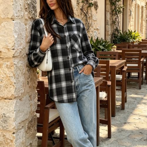 Flannel Shirt Women Plaid Button Down Lightweight Casual Top with Pockets - image 5