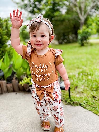 AMAWMW Newborn Baby Girl Clothes Infant Baby Ruffle Romper Pants Summer Outfits 4PCS Gifts Set Toddler Girls' Clothing2