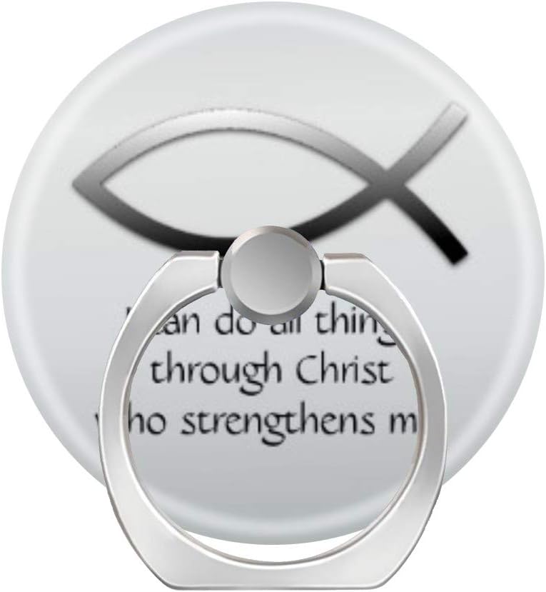 LoveStand-Cell Phone Ring Holder 360 Degree Finger Ring Stand for Smartphone Tablet and Car Mount-Christian Jesus Fish with Your Custom Bible Verse Matte