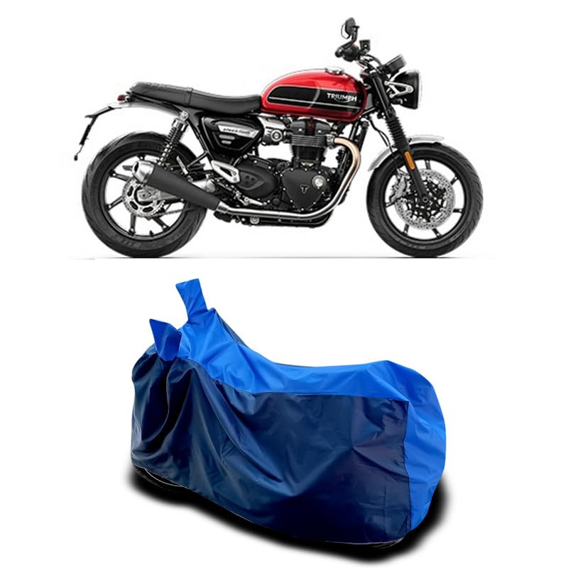 Image of DUFFEL-Two Wheeler Bike Body Cover Compatible for Triumph Speed Twin Bs6 Heat Protectio /UV-Rays /Birds Dropping /DustProof /Waterproof All Variants [Nevay Blue]