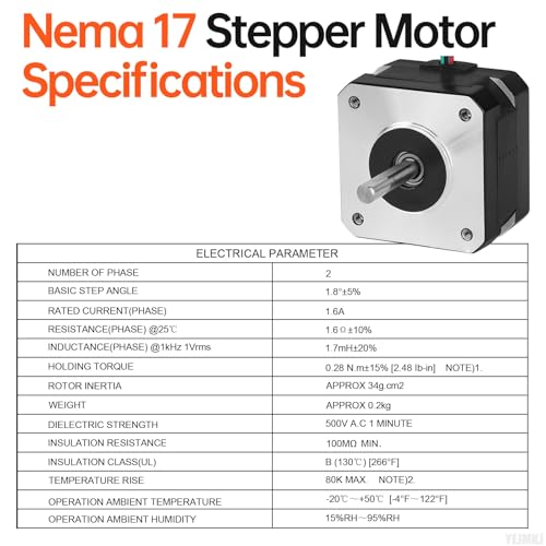 Nema 17 moteur pas à pas bipolaire élimine les pertes de pas sur robot et CNC
