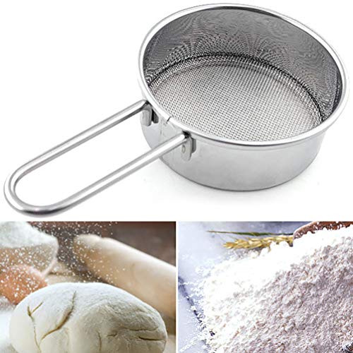 Goeielewe Stainless Steel Strainer With Long Handle, Flour Sieve Mini Small Flour Sifter Drainer For Baking cover