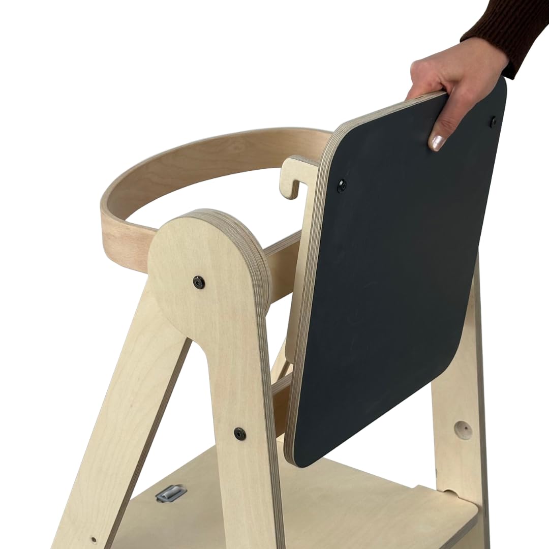 Mamatoyz - 08FBB - Lavagna cancellabile per bambini, accessorio torre montessoriana, lavagna a incastro in legno, legno di betulla, idea regalo