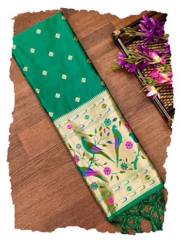 Image of DEVANGI Women's Woven Paithani Banarasi Silk Dupatta /Chunni For Women, Floral Print 1 Meter Wide and 2.3 Meter Length Printed Designer Dupatta /Chunni For Girls