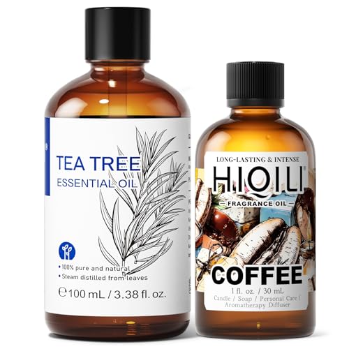 HIQILI Aceite Esencial Árbol de Té 100ML y Aceite Aromático de Café 30ML
