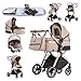 Zkipm Passeggino trio, Set passeggino con Sedile, lettino pieghevole, bidirezionale, posizione reclinabile regolabile, capotta larga estendibile, capacità di carico 15 kg, adatto per bambini 0-3 anni immagine