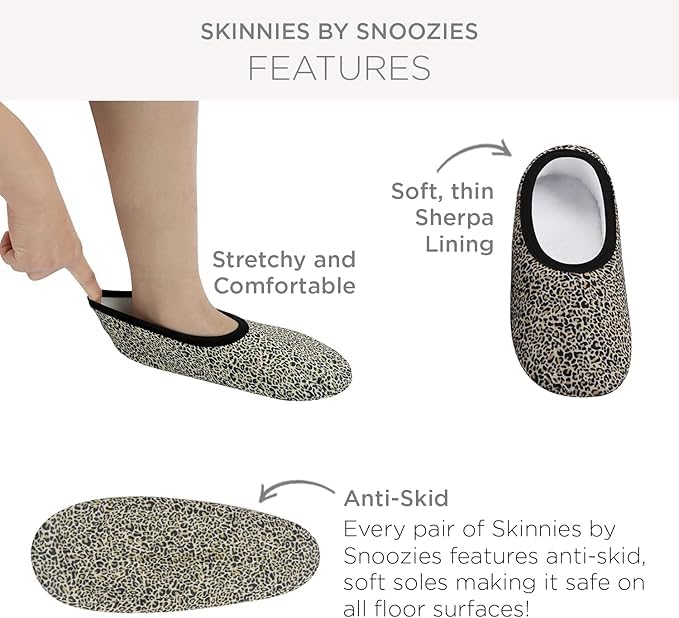 Snoozies Skinnies Slippers for Women - Non-Slip Lightweight and Soft Sherpa Lining - Foldable Travel2