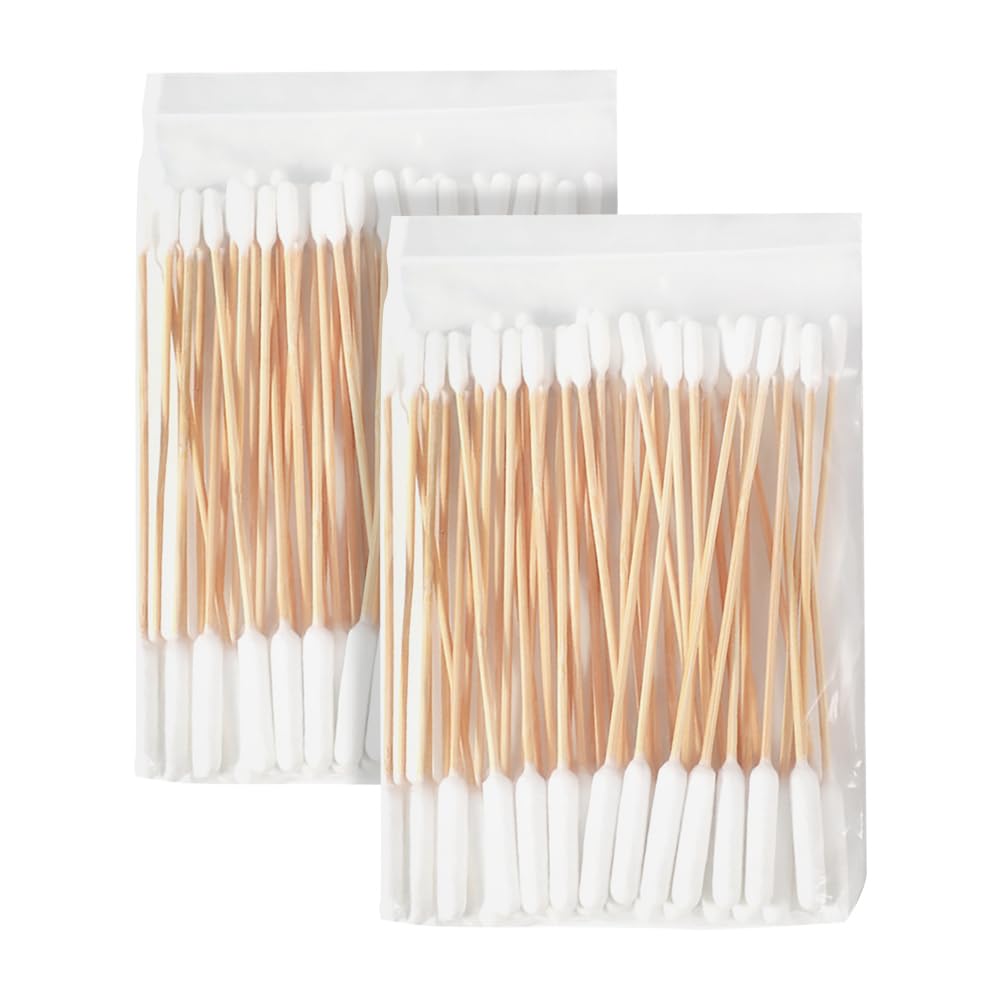 FSSTUD 100 Pcs Double Sided Cotton Swabs Puppy Ear Cleaning Cotton Swabs Cat Ear Cleaner Cotton Sticks Large Dog Cotton Buds Pet Ear Care Supplies with Wood Handle for Eyes