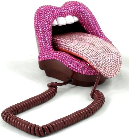 Grimacing Mouth Phone - Pink Rhinestone