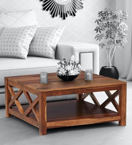 Image of Solid Sheesham Wooden Coffee Table for Home & Office | Centre Table for Living Room | Honey Finish
