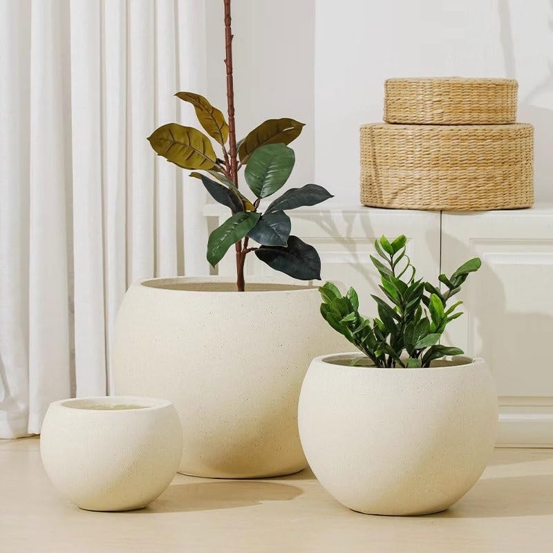Amazon.com: LIAN16PENG Flower Pot Beige Large Calibre Plant Pot Round  Magnesium Clay Planter for Decorating Balcony Living Room Kitchen Garden  Floor Standing Planters Plant Pot Indoor : Patio, Lawn & Garden