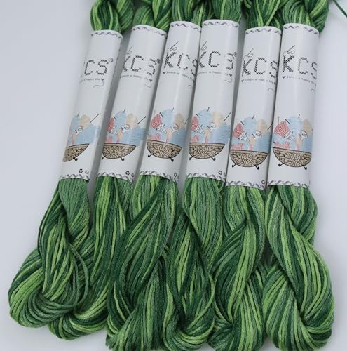 Image of KCS Big skeins of 25 Meters Size 25 Color Variegated Cross Stitch Stranded Threads,6 skeins,4045