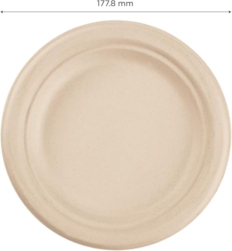 Miniatura 3 de KARAT EARTH Platos redondos de bagazo compostables sin PFAS de 7 pulgadas, natural, caja de 1,000