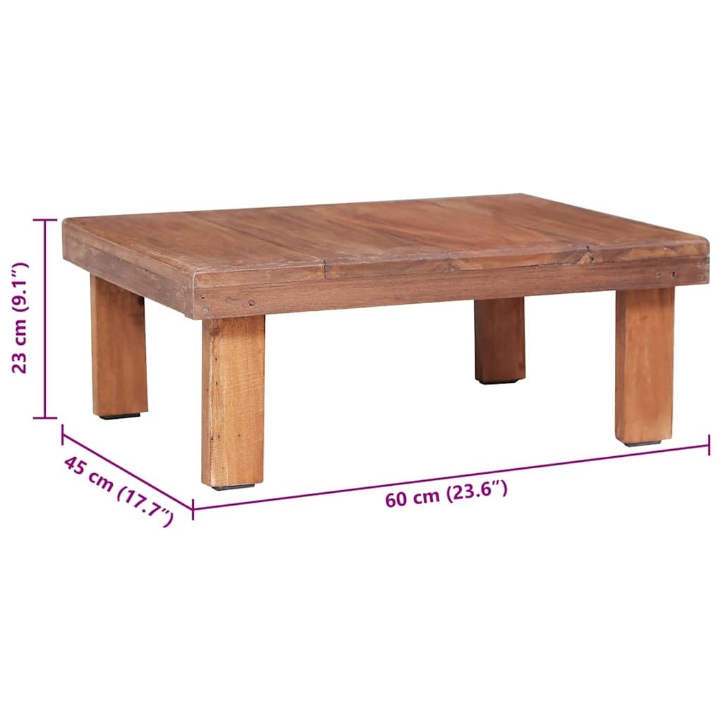 Stolik kawowy 60 x 45 x 23 cm, stare drewno z recyklingu, ręcznie polerowany, rustykalny stolik pomocniczy do salonu, jedyne w swoim rodzaju wzornictwo, trwały