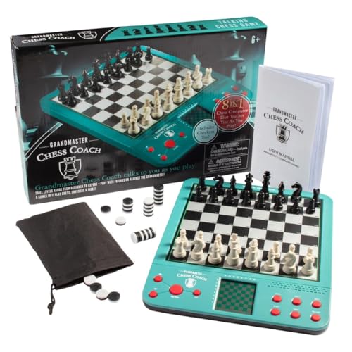 Electronic Chess Set for Kids & Adults- Grandmaster Game w Smart Computer Teaching Coach, 100 Preset...