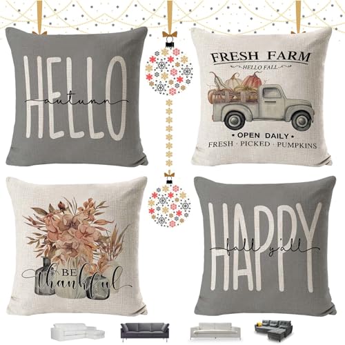 4 fundas de cojín de Navidad, 45 x 45 cm, funda de cojín de Navidad, 45 x 45 cm, diseño navideño