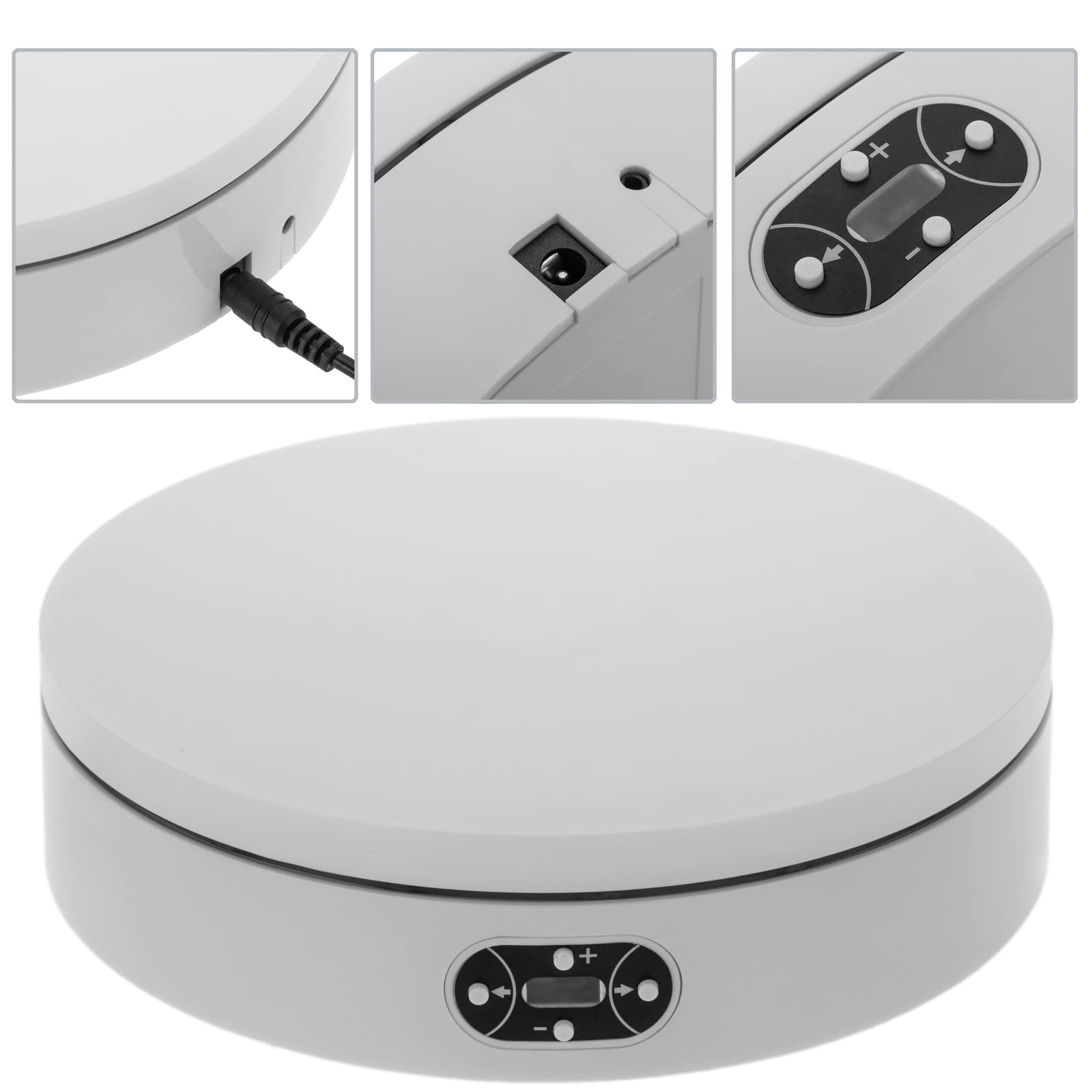 PrimeMatik PrimeMatik - Plateau tournant électrique de 20 cm en Blanc avec télécommande et 24 Fonctions