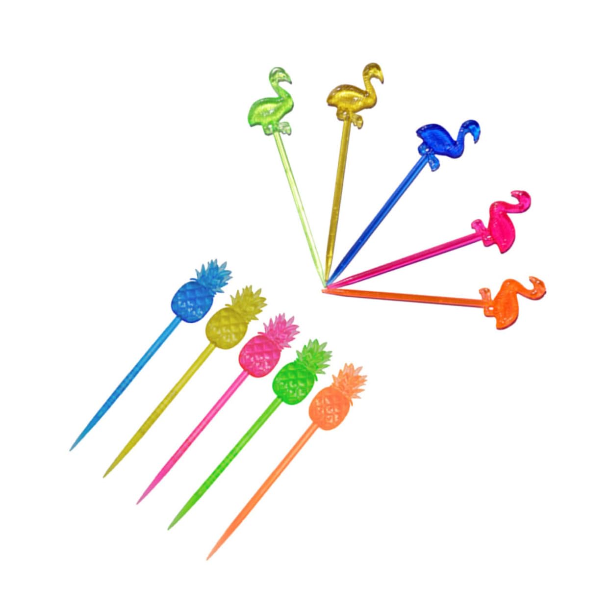 STOBAZA 150pcs Creative Fruit Picks: Plastic Forks Flamingo Pineapple Shapes for Party Home Decorations