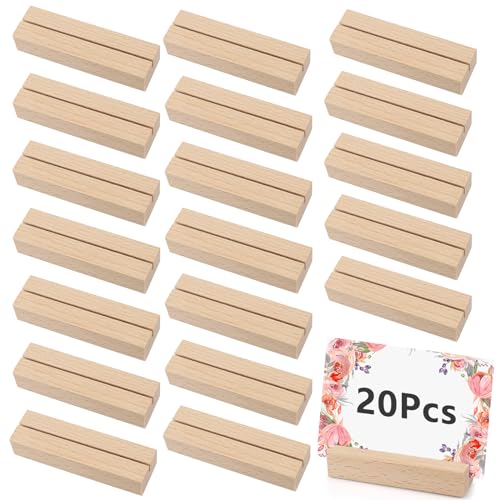 Csuntikulo 20 Piezas Soportes de Madera para Tarjetas, Soportes para Tarjetas de Madera, Soporte de Memo de Madera, Soportes Tarjetas Madera Rectangular para la Decoración de Eventos de Fiesta