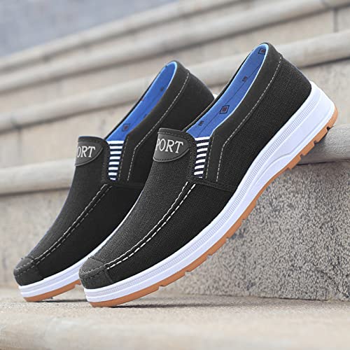Men's Canvas Slip on Casual Sheos Comfy Lightweight Boat Loafers Non-Slip Soft Sole Sneakers Walking Shoes2