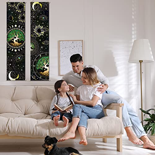 Tiamon 2 Pieces Black Light Art Wall Decor Trippy Blacklight Tapestry Uv Reactive Tapestry Poster Banner Aesthetic Room Hanging Backdrop For Hippie Bedroom Home Decoration thumb #5