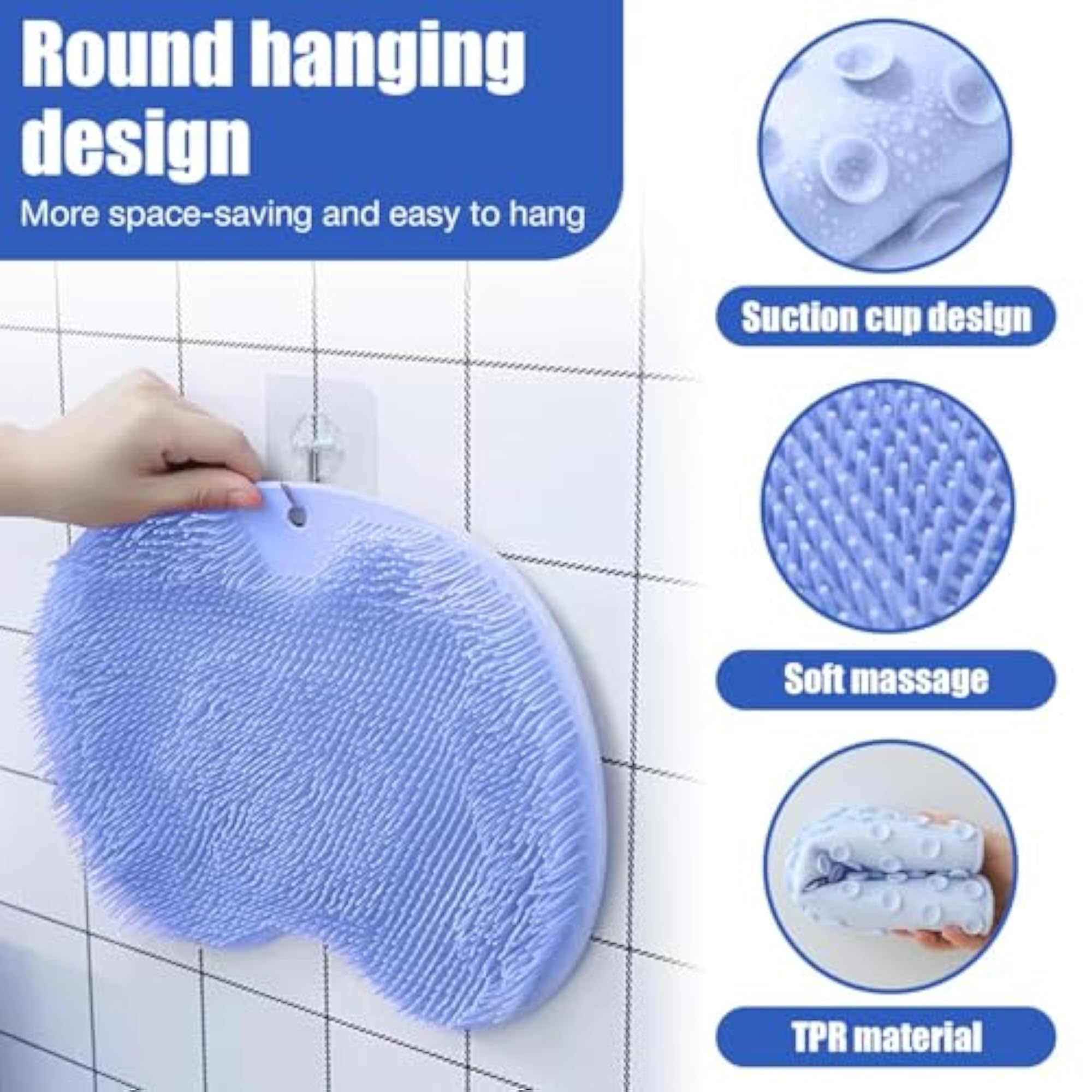 Shower Foot & Back Scrubber Mat with Suction Cups