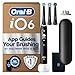 Oral-B iO6 Electric Toothbrush for Adults, Black, 5 Cleaning Modes with Teeth Whitening, Includes 3 Brush Heads, Long-Lasting Battery with Travel Case for Home and Travel, 2 Pin Plug