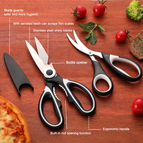 Omdar NEW 3 KITCHEN SCISSORS Food Grade Kitchen Scissors 3 Pack- Lifetime Replacement Warranty -Heavy Duty Stainless Steel Cooking Shears For Cutting Meat, Food, Fish, Poultry Multipurpose Sharp Sissors thumb #1