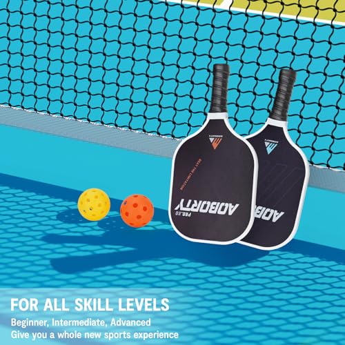 Image of AOBORTY Pickleball Paddles 4 Pack - USAPA Light Graphite Premium Rackets Fiber Face & Polymer Honeycomb Core Pickleball Set with 4 Outdoor Indoor Balls Including Portable Carry Bag